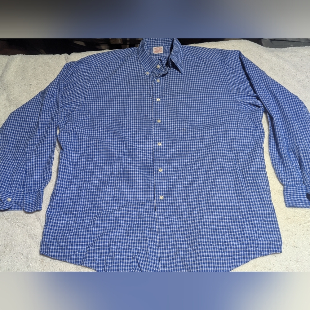 Brooks Brothers Vintage 17-5 Blue Check Button Down Shirt